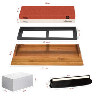両面砥石 #1000#6000 中砥石と仕上げ用の砥石 家庭用砥石 包丁研ぎ専用 滑り止めゴム 竹製台乗り 角度固定ホルダー付き砥石の画像