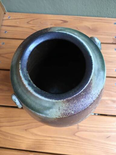 希少　1点もの　蔵出し☆信楽焼☆草木柄　自然・窯変・【陶器・壺・花瓶・花入】　