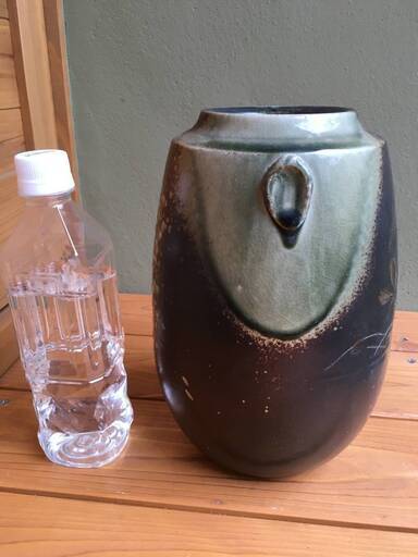 希少　1点もの　蔵出し☆信楽焼☆草木柄　自然・窯変・【陶器・壺・花瓶・花入】　