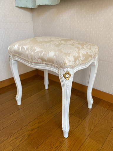 【美品】猫足　スツール　［ホワイト］