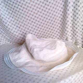 帽子　白　綿 45%　麻 55%　トリミング　ナイロン　サイズ　...