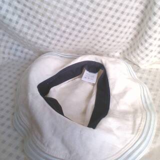 帽子　白　綿 45%　麻 55%　トリミング　ナイロン　サイズ　57.5cm　ホワイトの画像