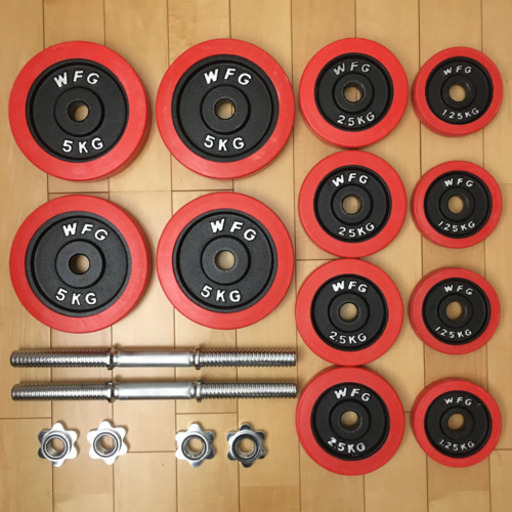 WILD FIT 40kgセット(片手20kg×2組) レギュラー 赤ラバー 可変式ダンベル