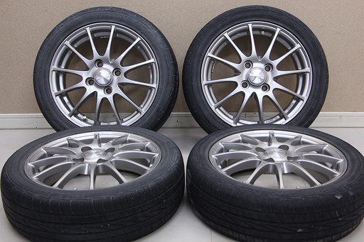 ブリジストン ECO FORME 14インチ アルミホイール 14×4.5J　+45 4H100 ZIEX ZE912 155/55R14 15年製 軽自動車(A329wYGG)