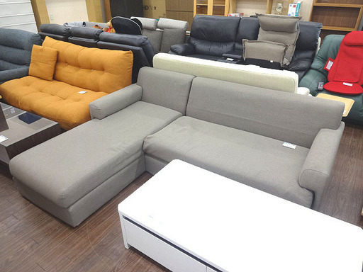 札幌 引き取り 無印良品 L字ソファ グレー系 ファブリック素材 ローソファ 大型ソファ