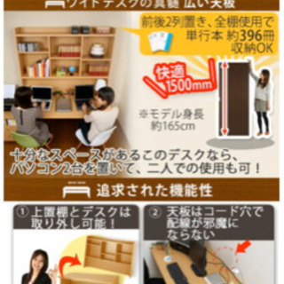 （予定者決定）本棚付きの大きな机、学習机の画像