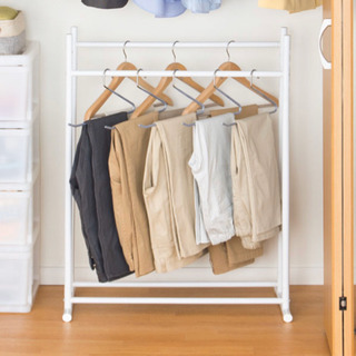 押入れ用　ハンガーラック　2段（白）ニトリの画像