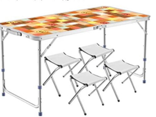 アウトドア 折りたたみ テーブル 椅子三脚付き DesertFox 120×60×(55-62-70)cm 3WAY 自由に高さ調整可能 ピクニック レジャー キャンプ 用
