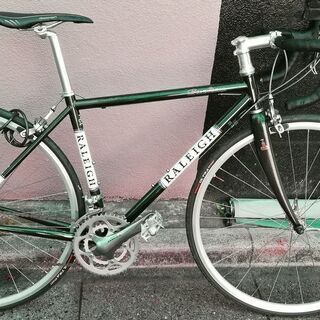 クロモリロードバイク、ラレー/CRFのクラブグリーン クロムメッキのフォークが美しい！ラレーRFC 520mm クラブ