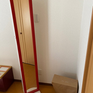 【4/19迄】収納棚付き　全身ミラー【引取に来れる方に譲ります】の画像