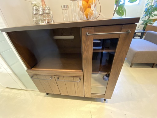 ミドルレンジボード レンジ台 LOWYA／ベガコーポレーション 茶 収納棚 中古品