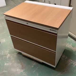 オカムラ　2段ラテラル　木目調　白　美品　中古