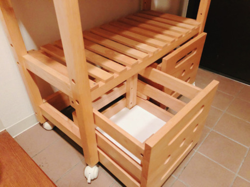 木製引き戸付き!! キッチンワゴン キャスター ニトリ無印良品IKEA