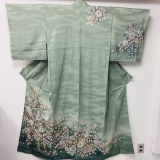 翠山工房 辻ヶ花訪問着 グリーン