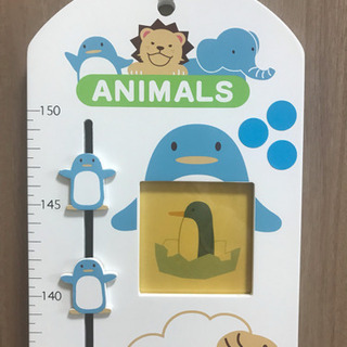 フォトフレーム＆身長計 木製 写真ポケット 73〜150cmの画像