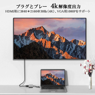 USB Type C HDMI VGA アダプタ 2in1 同時出力 高速転送の画像