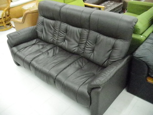 三人掛けソファ 幅182×奥行84×高さ94ｃｍ ダークブラウン 合皮 苫小牧西店