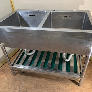 業務用　ステンレス製　2層シンク流し台　店舗　飲食店　W1000xD600xH800mm