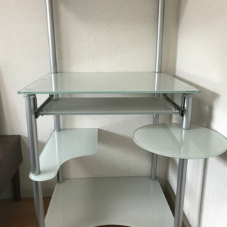 パソコンデスク  ガラス　ホワイト