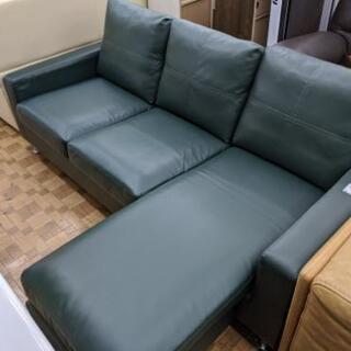 3人掛けカウチソファ グリーン色 ?自社配送時?代引き可?※現金、クレジット、スマホ決済対応※