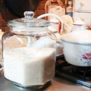 ガラスジャー お米5キロ用 アンティークの画像