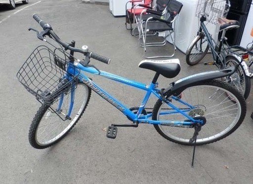 自転車 26インチ 青系 CYBER GIMMICK 変速6段 ベル 鍵 カゴ マウンテンバイク ペイペイ対応 札幌市西区西野