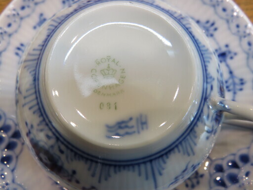 【店舗同時販売中】ロイヤルコペンハーゲン/ l/ブルーフルーテッド　ハーフレース/ペアカップ&ソーサ