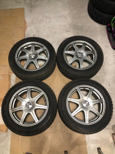 【美品】 アルミホイール 4本セット スタッドレスタイヤ 5穴 10穴 PCD 114.3/100 マルチ ガンメタ 205/55R16 16インチ ブリジストン
