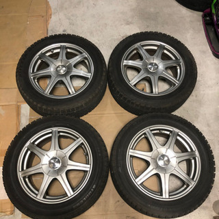 【美品】 アルミホイール 4本セット スタッドレスタイヤ 5穴 10穴 PCD 114.3/100 マルチ ガンメタ 205/55R16 16インチ ブリジストン