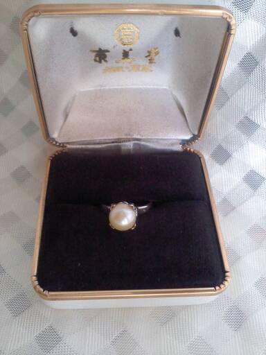 京美堂　大阪　東京　一粒　真珠　指輪　リング　ケース付き　箱あり　パール