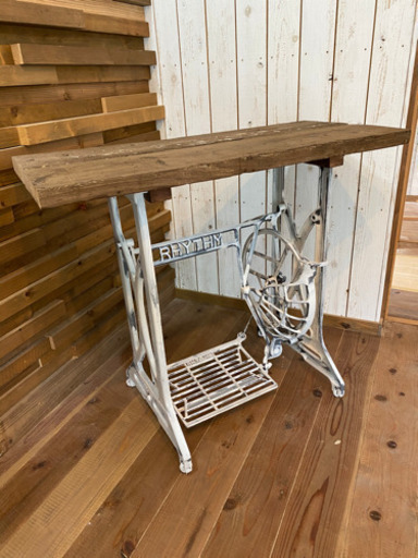アンティーク風　ミシン脚テーブル　職人さん手作り