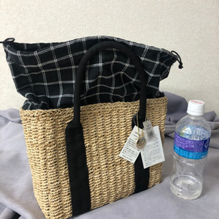 未使用品　ペーパー素材巾着ハンドバッグの画像