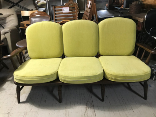 JF00229 ソファ 3人掛け レモンイエローカラー