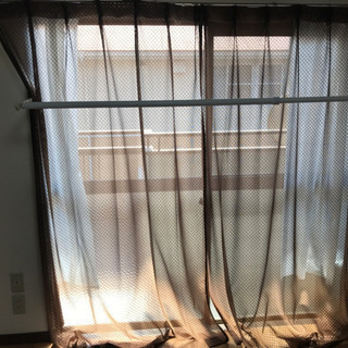 中古　レースカーテン　ブラウン