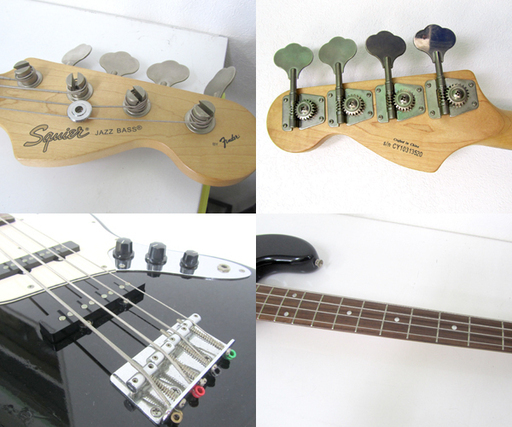 SQUIER by FENDER スクワイヤ JAZZ BASS エレキベース ソフトケース付き ブラック×ホワイト ☆ PayPay