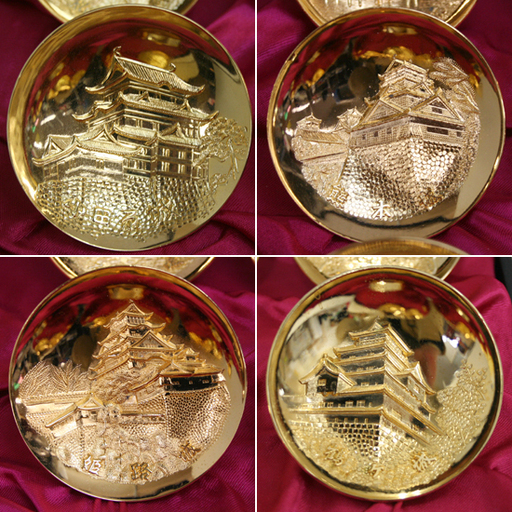 金盃セット 12個 城 24KGP 金杯 元箱入り 総重量815g 記念品 金メッキ 酒器 工芸品 コレクション インテリア ☆ Pa