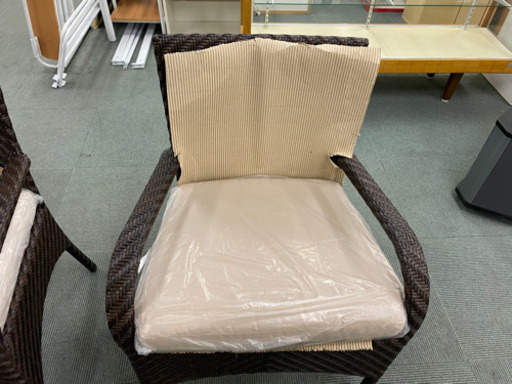 【脚の形が可愛い‼️】新品未使用 ラタン テーブル チェア セット　アジアン　おしゃれ