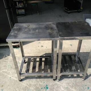（お取引予定決定）【業務応援】厨房機器☆業務用・ステンレス 作業台 業務用 キッチン 調理台×2台★W450×D450×H805★W595×D450×H805★ステンレス製・収納・中古品☆飲食の画像
