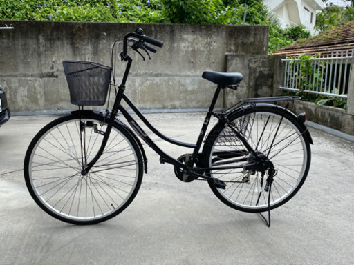 【10%値下げ】自転車　ママチャリ　6段ギア　27インチ　黒