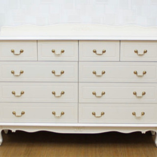 ※急ぎです！　ホワイト　アンティーク  チェスト　ワイド　北欧　猫足の画像