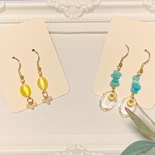 天石(失念)とパールのピアス ✨