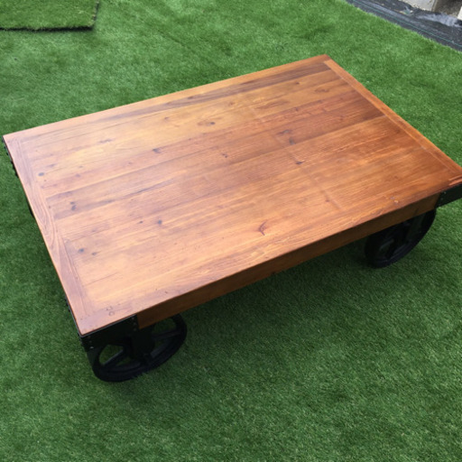 センターテーブル　タイヤ　ローテーブル　オシャレ　車輪　リビングテーブル