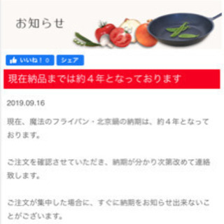 4年待ち！魔法のフライパン（錦見鋳造）の画像