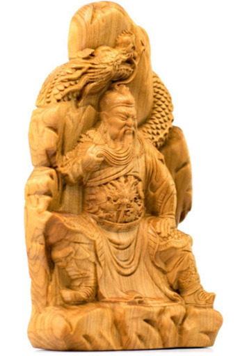 【送料無料 】高級品 関羽 関雲長 崖柏木 木製彫刻 武財神 青龍偃月刀 手作り 置物 仏壇仏像 いい匂いがする 健康 祈る 厄除け 