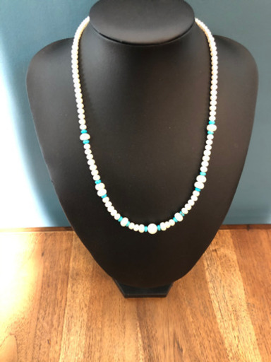 ターコーイズとパールのネックレス