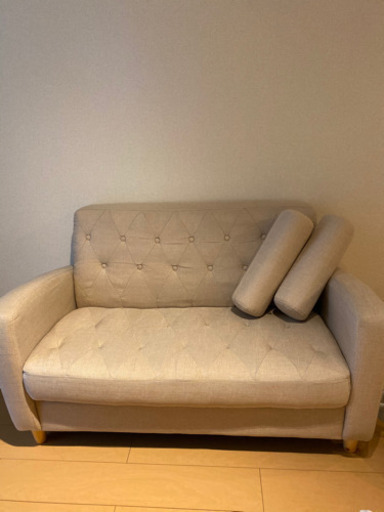 【取引中】美品　ファブリック生地　2人がけソファ　収納付き