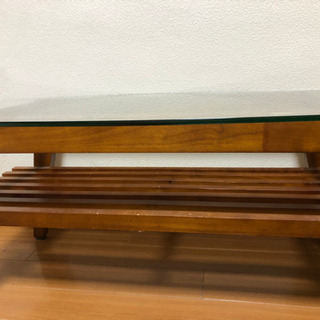 バリ風　ローテーブル　ガラステーブル　美品の画像