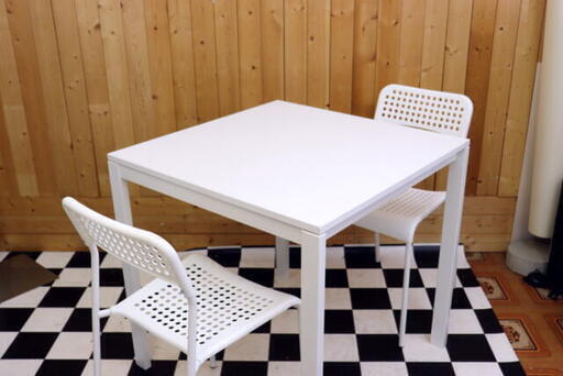 IKEA　2人掛けダイニングセット　ホワイト　テーブル×１　チェア×２　住まい　リビング