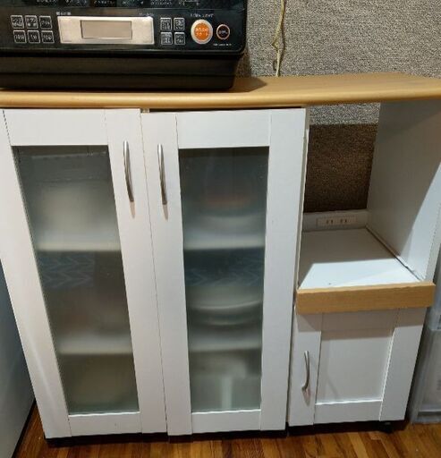 【最終値下げ】キャスター付き カウンターワゴン 食器棚 キッチンカウンター キッチンワゴン キッチンボード