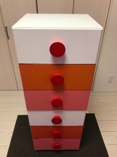 かわいいチェスト　6段　ベビータンス　ベビーチェスト　ピンク　カラフル　子供